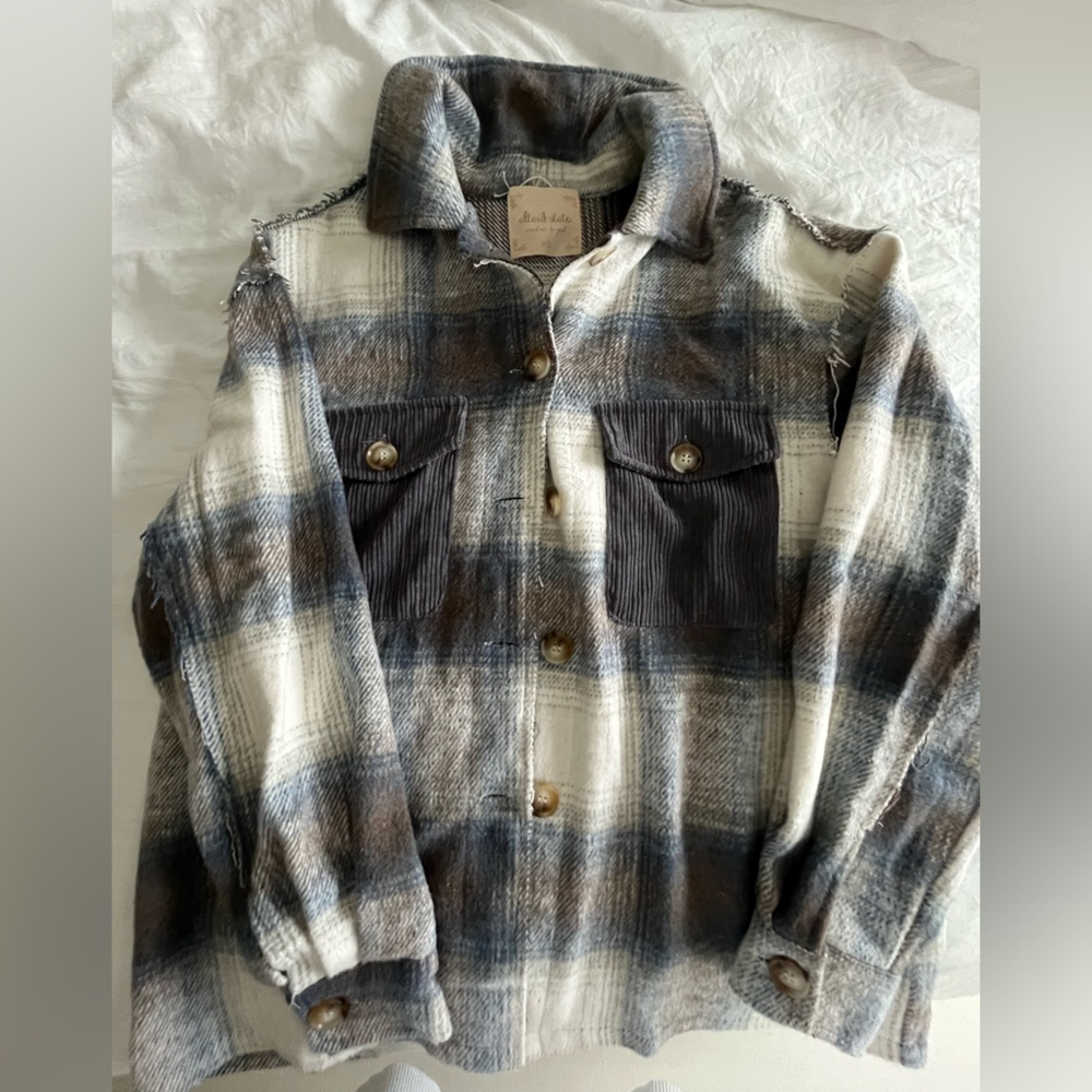 Altar'd State Plaid Super Soft Jacket - Blue and Brown